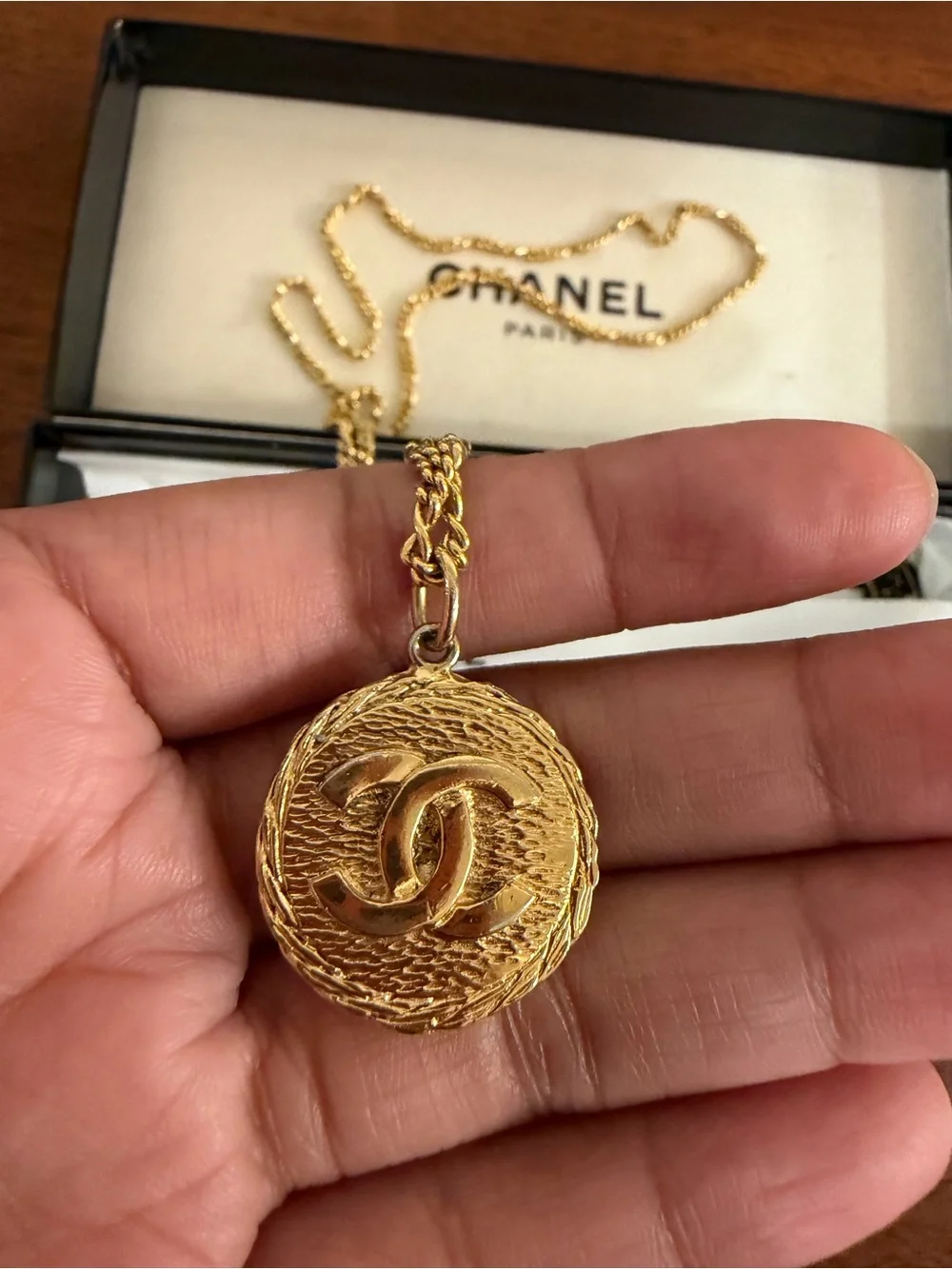 vintage 1982 lion medallion necklace-Authentic Chanel w/COA